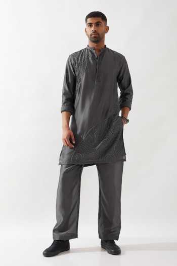 Son Of A Noble Snob Hand Embroidered Chanderi Silk Kurta Set 