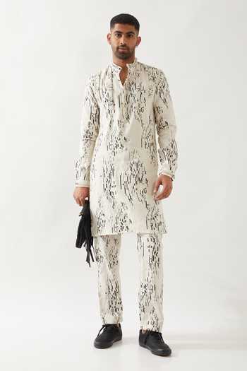 Son Of A Noble Snob Ivory Printed Slim Fit Kurta Set 