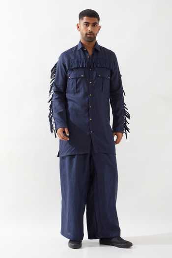 Son Of A Noble Snob Navy Eros Kurta with Tassel Details 