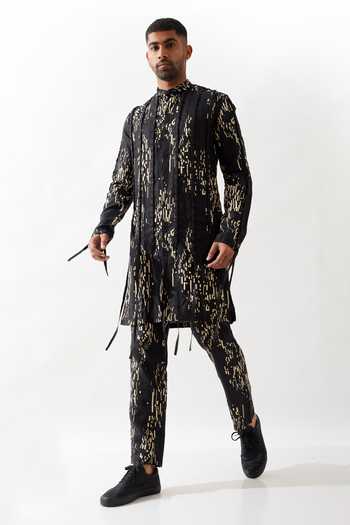 Son Of A Noble Snob Slim Fit Printed Linen Kurta 