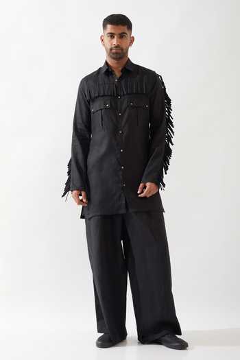 Son Of A Noble Snob Black Eros Slim Fit Kurta 