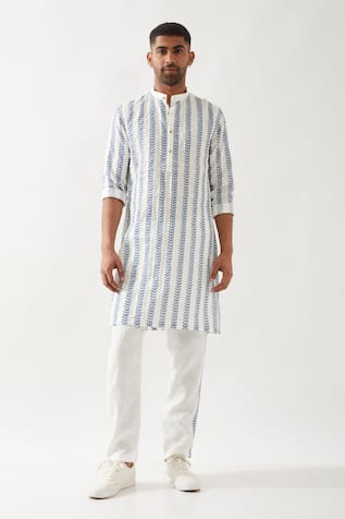 Son of A Noble Snob Blake Catkin Printed Slim Fit Kurta 