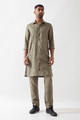 Son of A Noble Snob Olive Slim Fit Harison Kurta 