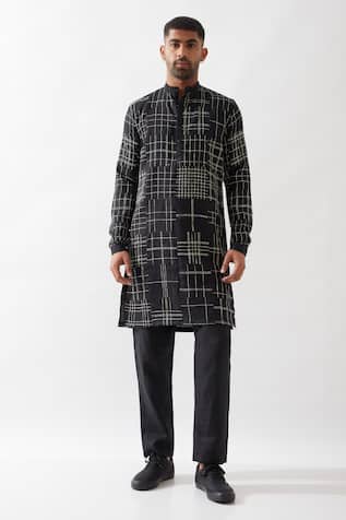 Son of A Noble Snob Black Hand Embroidered Kantha Kurta 