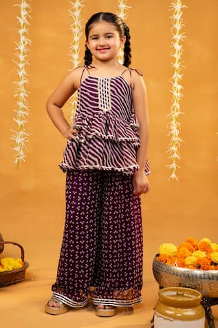 JILMIL DREAMWEAR Purple Striped Kurta Set 