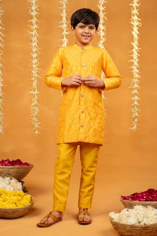 JILMIL DREAMWEAR Yellow Bangalori Silk Kurta Set 