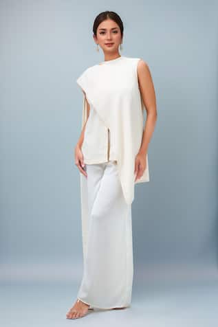 Tarun Tahiliani Asymmetrical Ivory Top 