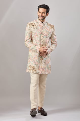 Aariyana Couture Floral Embroidered Sherwani Set 