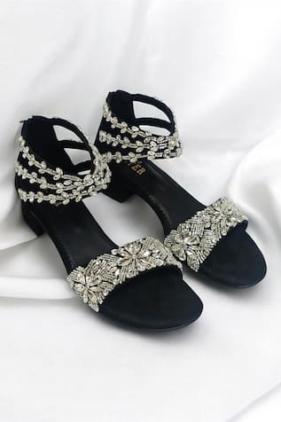 The Alter Black Embellished Block Heels 