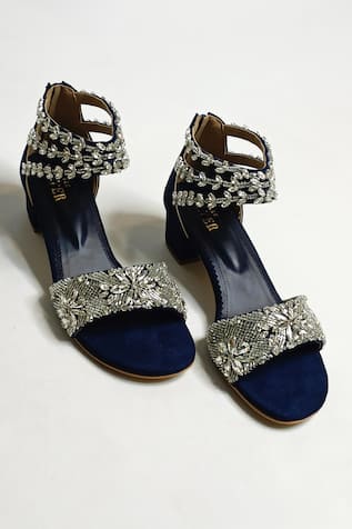 The Alter Bella Blue Embellished Block Heels 