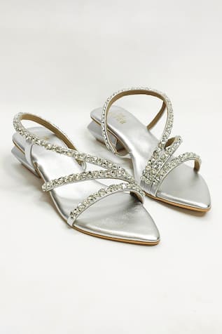 The Alter Silver Embellished Block Heels 