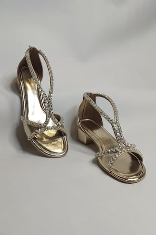The Alter Angela Gold Embellished Block heels Angela Gold Embellished Block Heels 