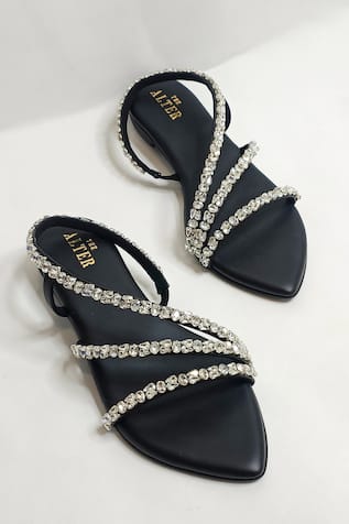 The Alter Kiara Black Embellished Flats 
