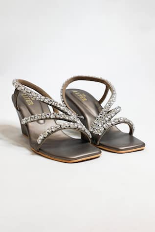 The Alter Gunmetal Embellished Wedges 