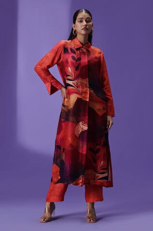 Label Radini Multi Color Printed Kurta Pant Set 