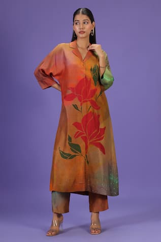 Label Radini Multi Color Autumn Bloom Kurta Set 