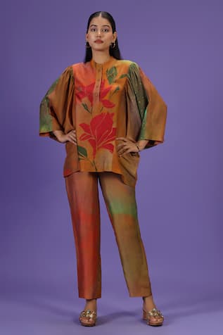 Label Radini Floral Majesty Dupion Silk Pant Set 