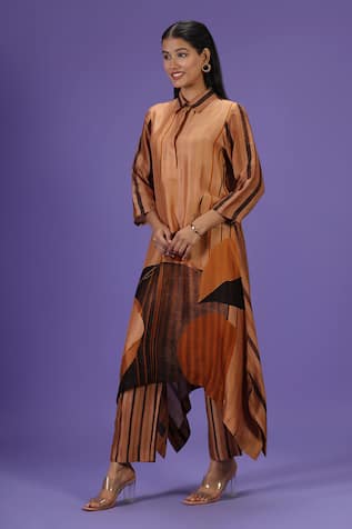LABEL RADINI Brown Royale Mirage Long Kurta Set 