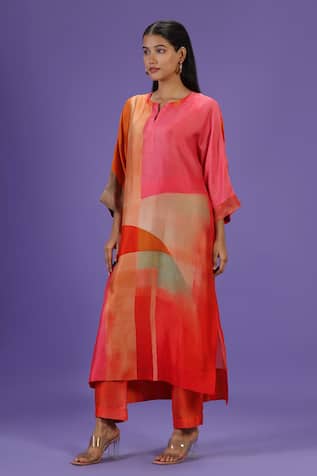LABEL RADINI Vermilion Aura Long Kurta Set 