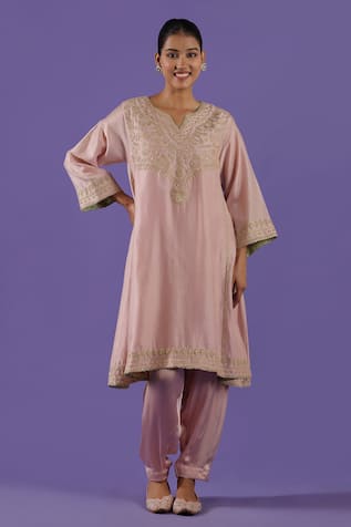 LABEL RADINI Blush Pink Tilla Choga Set 