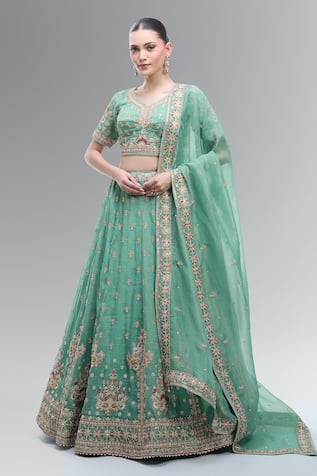 Samyukta Singhania Embroidered Green Lehenga Set 