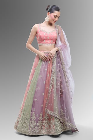 Samyukta Singhania Multicolor Thread Embroidered Lehenga Set 