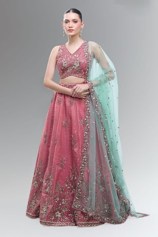 Samyukta Singhania Pink Embroidered Classic Lehenga Set 