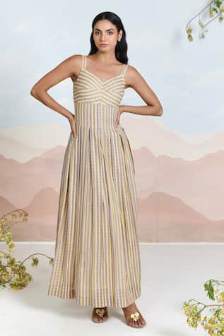 BAISE GABA Sunbloom Striped Maxi Dress 