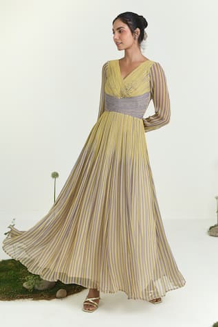 BAISE GABA Sunbeam Striped Maxi Dress 