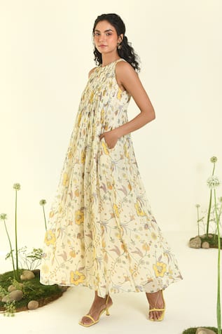 BAISE GABA Floral Print Fit & Flare Maxi Dress 
