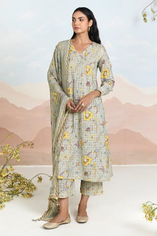 BAISE GABA Floral Tendril Kurta Set 