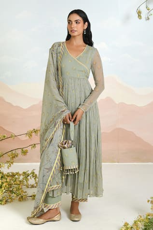 BAISE GABA Gardenia Anarkali Set 