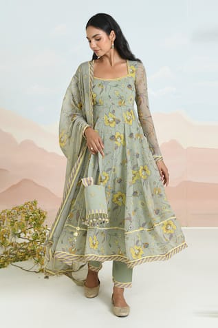 BAISE GABA Sunpetal Printed Anarkali Set 