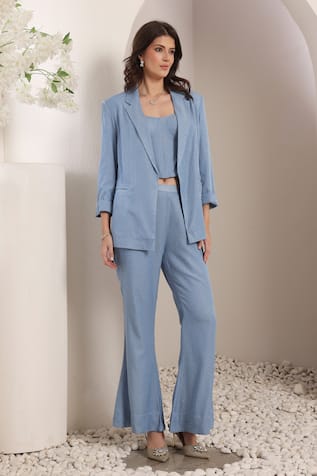 Saaj by Ankita Sky Blue Crystal Blues Set 
