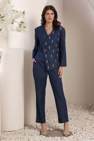 Saaj by Ankita Blue Mirage Blazer Set 