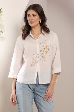Saaj by Ankita Embroidered Linen Sunspell Shirt 