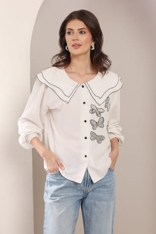 Saaj by Ankita White Cotton Paperwings Shirt 