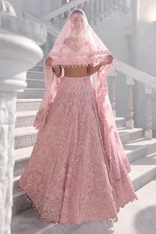 Seema Gujral Cut Work Pink Lehenga Set 