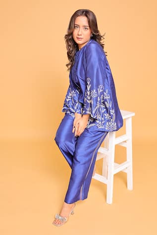 Myra Clothing Line Navy Blue Embroidered Kurta Pant Set 