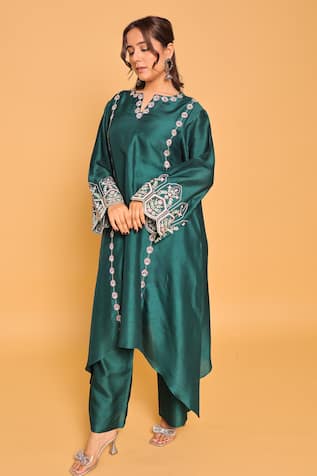 Myra Clothing Line Embroidered Green Straight Kurta Set 