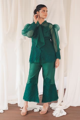 Aanchal Vijaywargi Echo Coord Deep Green Pant Set 