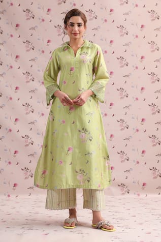 Label Niti Bothra Noor Collar Printed Kurta Set 