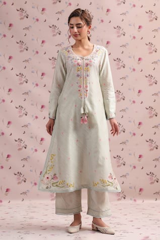 Label Niti Bothra Noor Striped Long Kurta Set 
