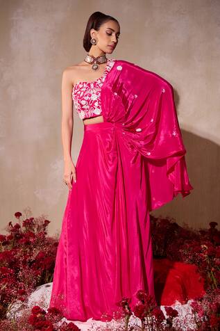 Tarini Vij Designer Pink Pre-Draped Lehenga Saree 