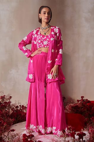 Tarini Vij Pink Embroidered Gharara Set 