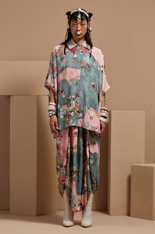 ASEEM KAPOOR Mandala Printed Shirt & Draped Trouser Set 