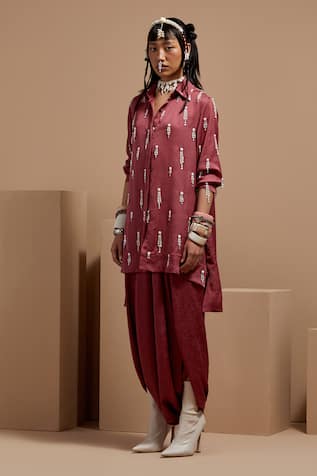 ASEEM KAPOOR Embroidered Old Rose Straight Shirt 