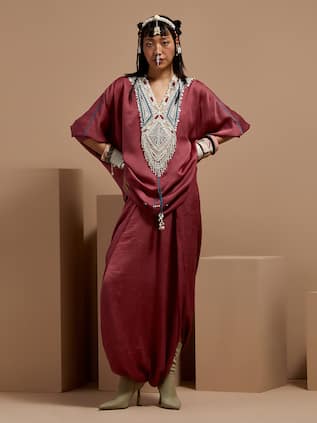 ASEEM KAPOOR Old Rose Tribal Tassel Kurta Set 