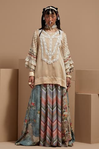 Aseem Kapoor Tribal Tassel Detail Kurta Set 