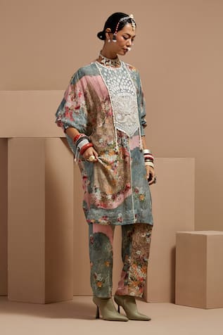 ASEEM KAPOOR Floral Embroidered Tunic & Trouser Set 